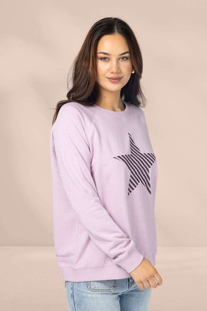 Stella and Gemma Classic Sweater Striped Star Lilac From BoxHill