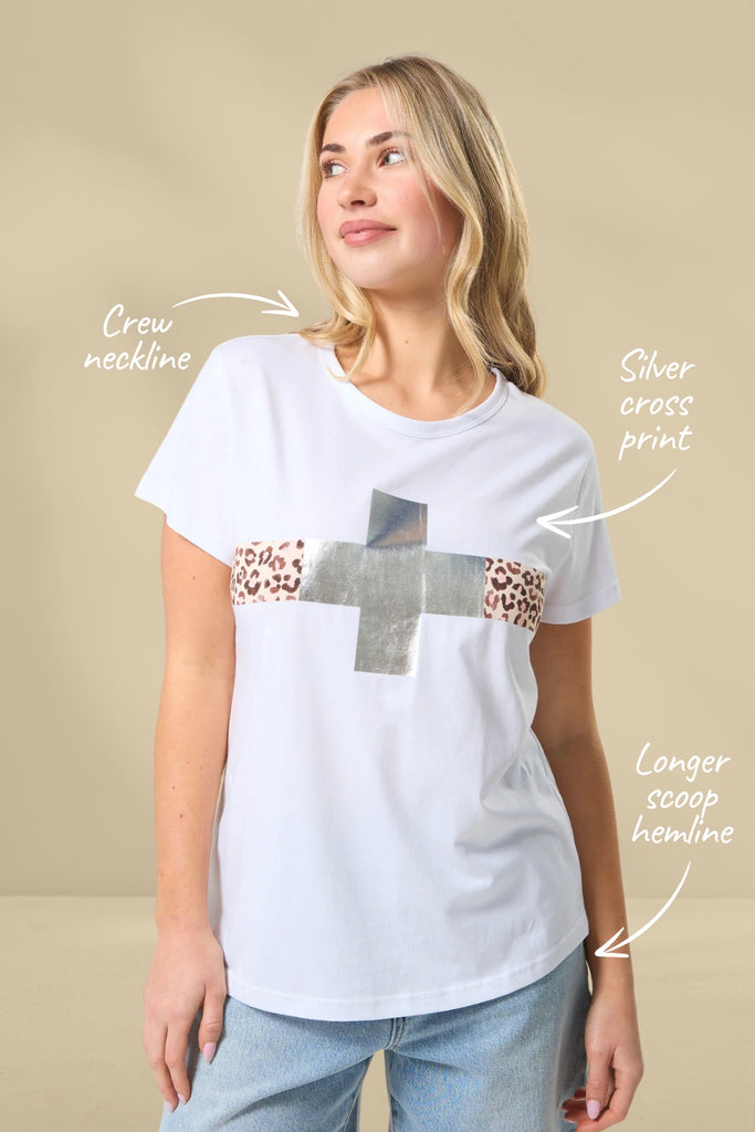 Stella and Gemma Classic Tee Silver Crossing White From BoxHill