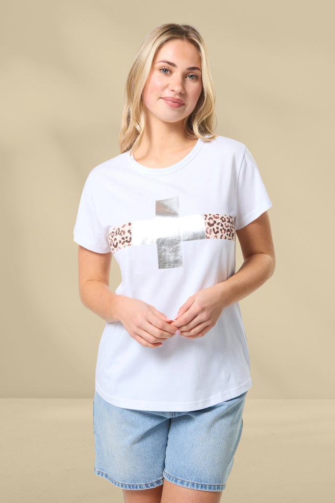 Stella and Gemma Classic Tee Silver Crossing White From BoxHill