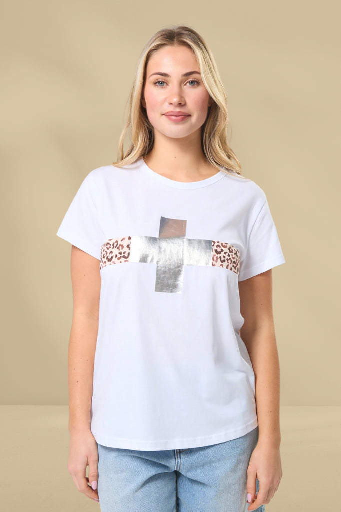 Stella and Gemma Classic Tee Silver Crossing White From BoxHill