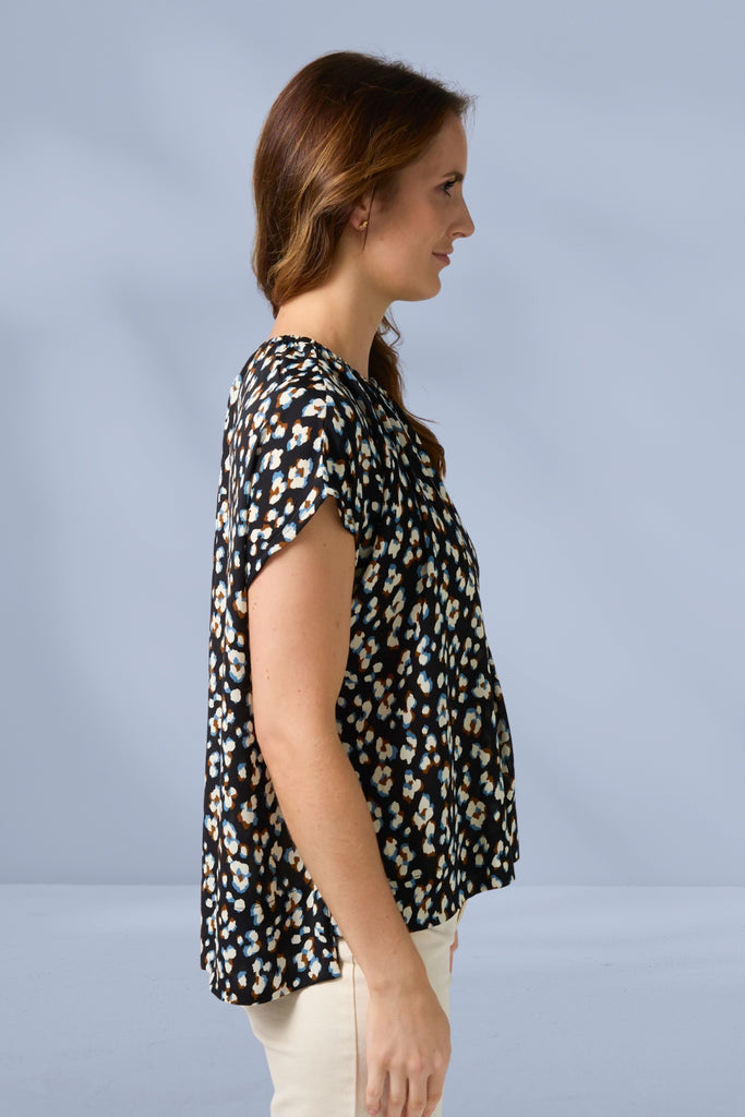 Stella and Gemma Clio Blouse Navy Leopard From BoxHill