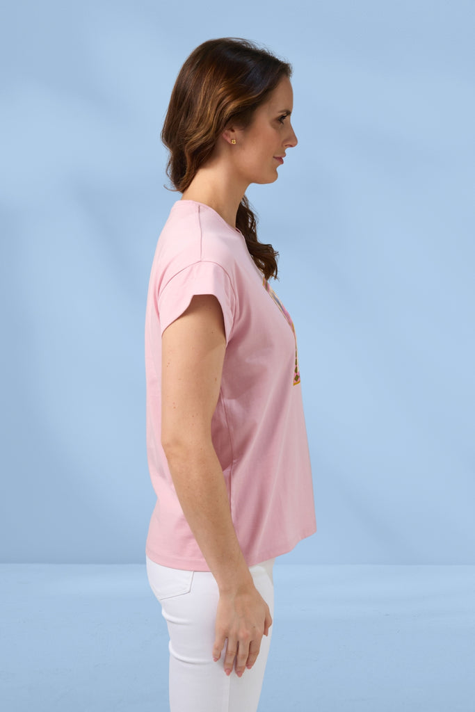 Stella and Gemma Cuff Tee Jardin Tile Mauve From BoxHill
