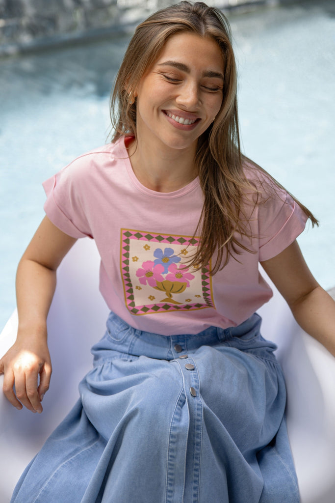 Stella and Gemma Cuff Tee Jardin Tile Mauve From BoxHill