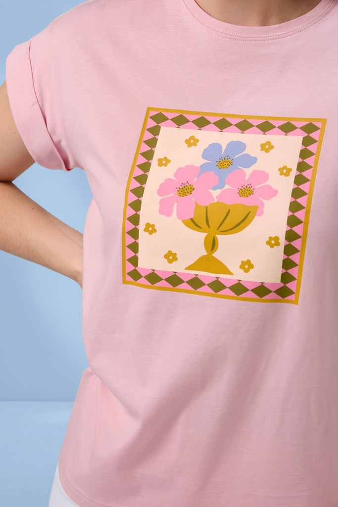 Stella and Gemma Cuff Tee Jardin Tile Mauve From BoxHill