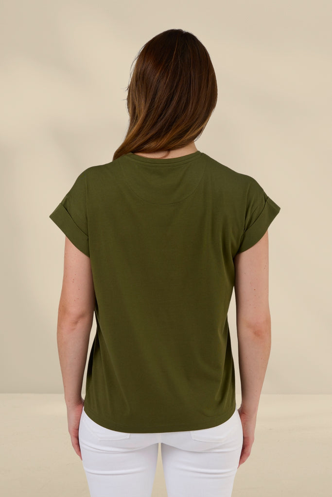 Stella and Gemma Cuff Tee Palm Khaki From BoxHill
