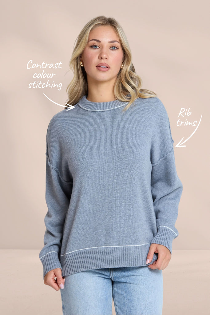 Stella and Gemma Denver Jumper Grey Marle From BoxHill