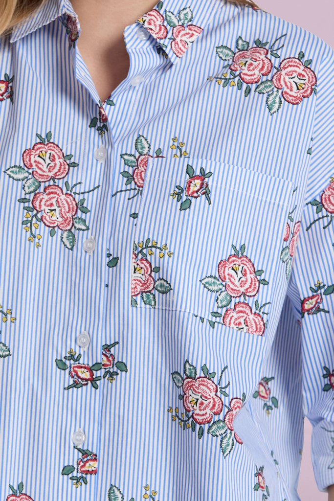 Stella and Gemma Estella Shirt Floral Blue Stripe From BoxHill