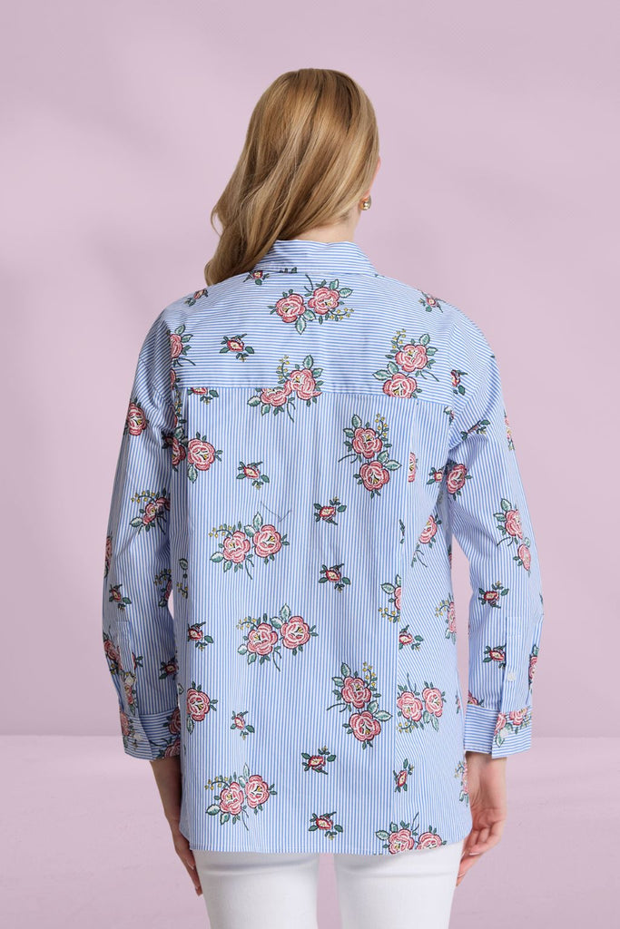 Stella and Gemma Estella Shirt Floral Blue Stripe From BoxHill
