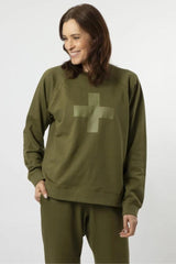 Stella and Gemma Everyday Sweater with Cross Khaki From BoxHill