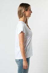 Stella and Gemma Gold Logo Cuff Sleeve T-Shirt White From BoxHill