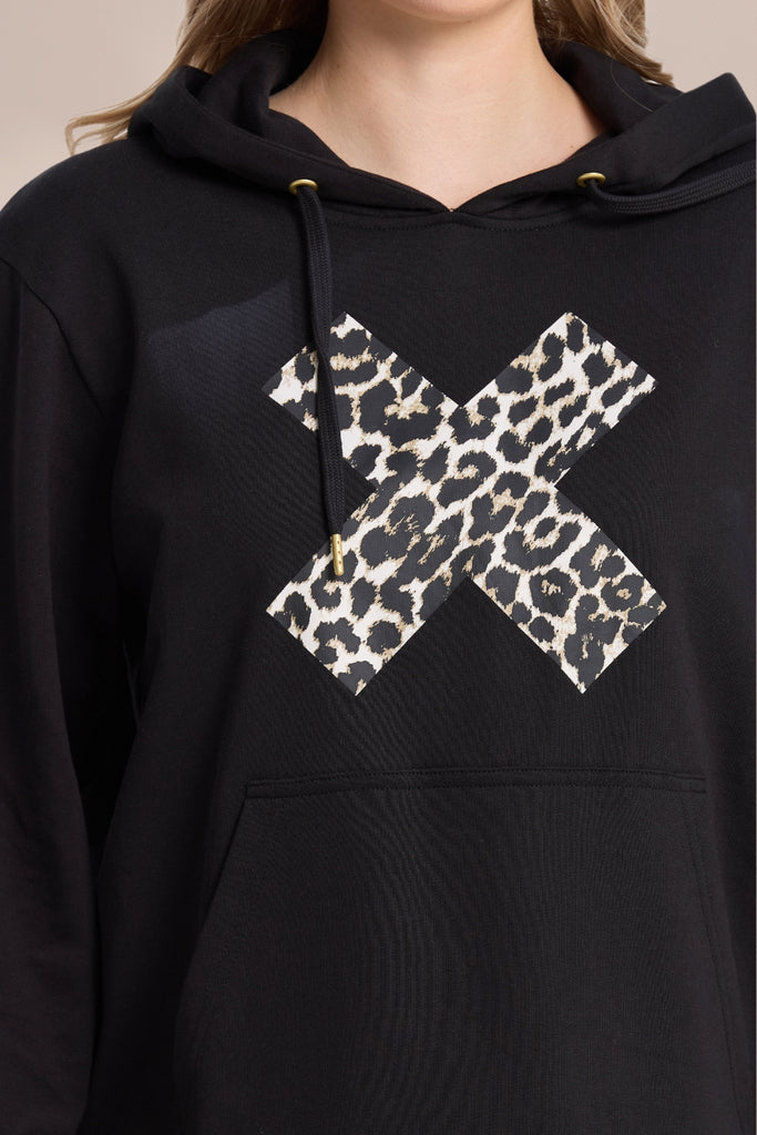 Stella and Gemma Leopard Cross Hoodie Black From BoxHill