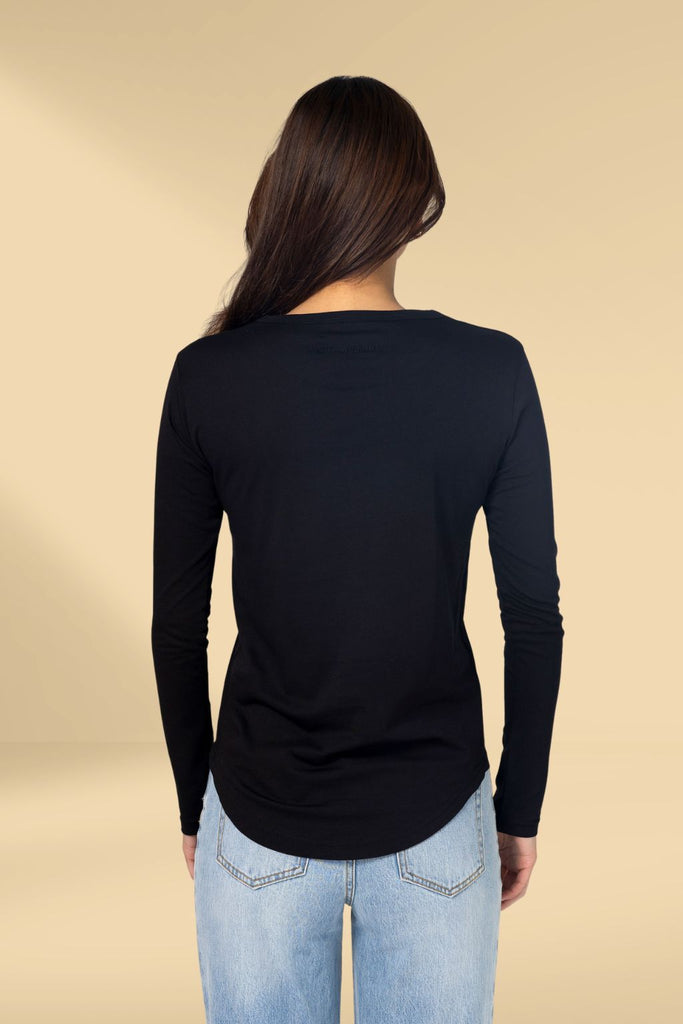 Stella and Gemma Leopard Cross Long Sleeve Tee Black From BoxHill