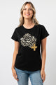 Stella and Gemma Leopard Rose T-Shirt Black From BoxHill