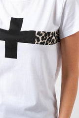 Stella and Gemma Leopard Stripe T-Shirt White From BoxHill