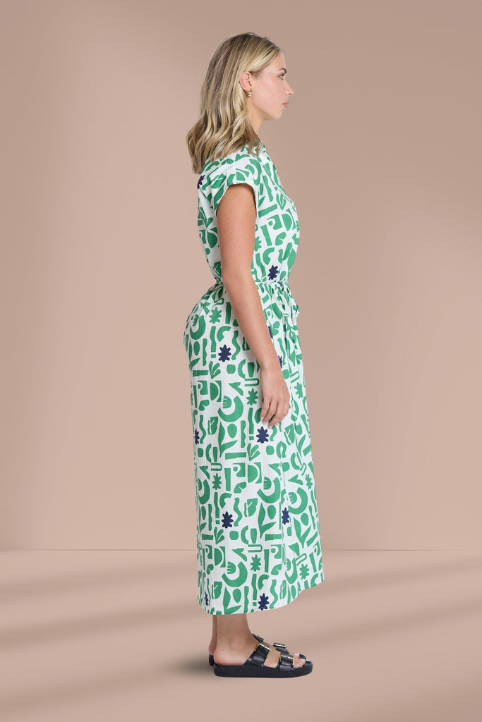 Stella and Gemma Marly Dress Spring Green Geo From BoxHill