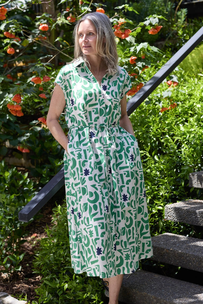 Stella and Gemma Marly Dress Spring Green Geo From BoxHill