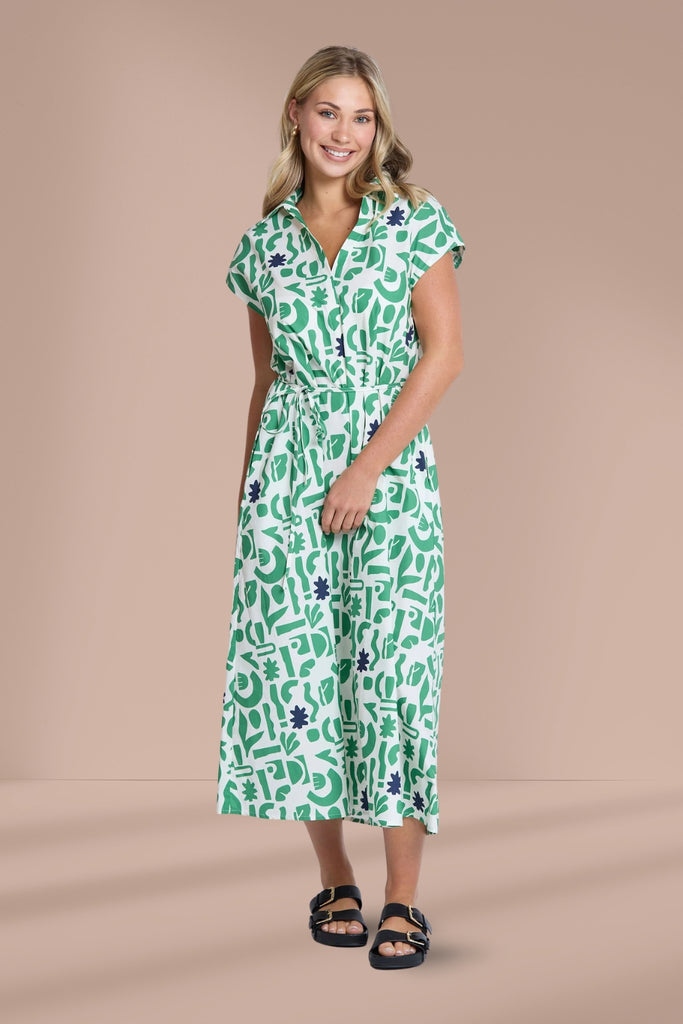 Stella and Gemma Marly Dress Spring Green Geo From BoxHill