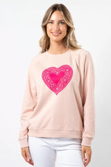 Stella and Gemma Neon Doily Heart Classic Sweater Pink From BoxHill