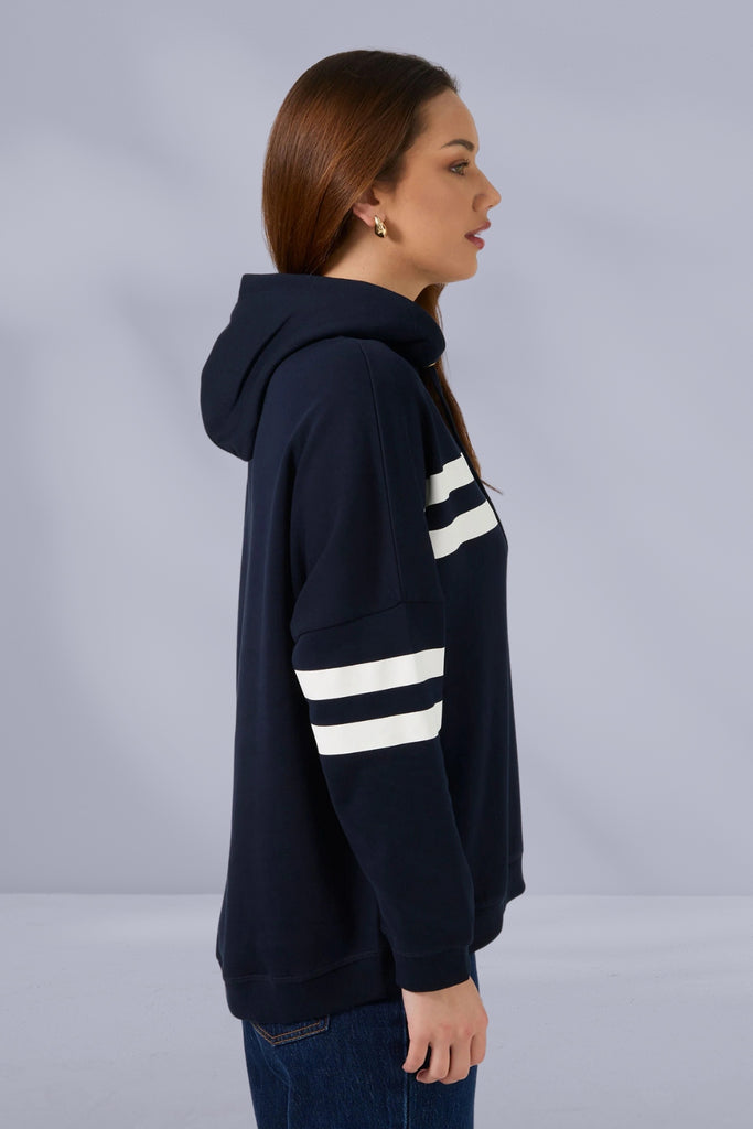 Stella and Gemma Newport Hoodie Banner Logo Navy From BoxHill