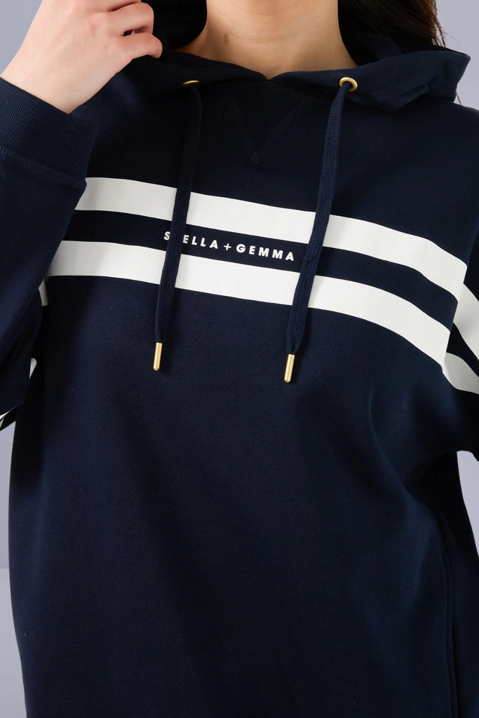 Stella and Gemma Newport Hoodie Banner Logo Navy From BoxHill