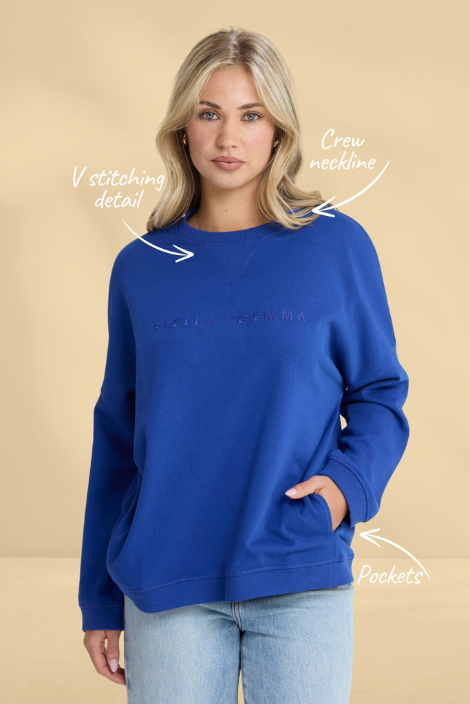 Stella and Gemma Newport Pocket Crew Cobalt Blue From BoxHill