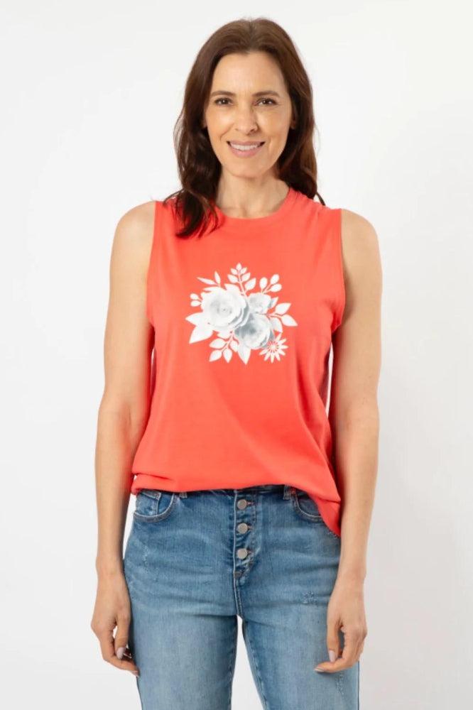 Stella and Gemma Paper Flowers Boutique Tank Coral From BoxHill