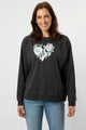 Stella and Gemma Paper Flowers Heart Everyday Sweater Black From BoxHill