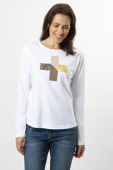 Stella and Gemma Purrfect Leopard Cross Long Sleeve T-Shirt White From BoxHill