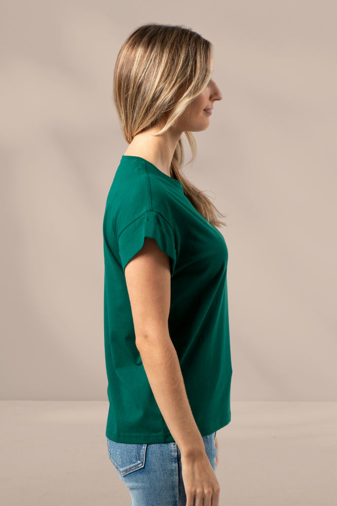 Stella and Gemma S+G Logo Cuff Sleeve T Shirt Pine From BoxHill