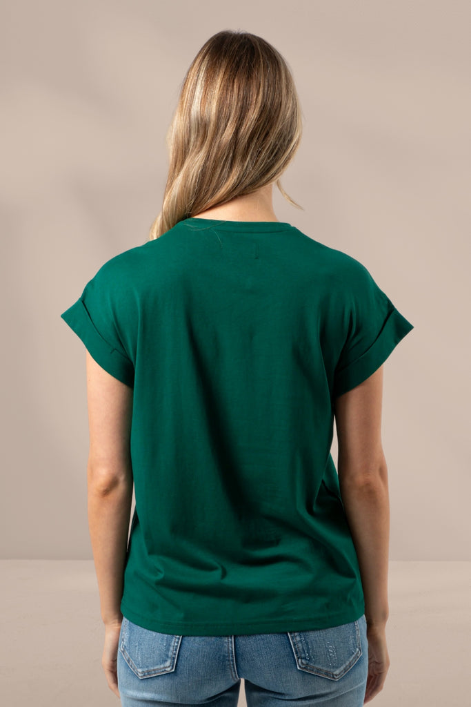 Stella and Gemma S+G Logo Cuff Sleeve T Shirt Pine From BoxHill