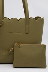 Stella and Gemma Scallop Tote Bag Olive One Size Olive From BoxHill