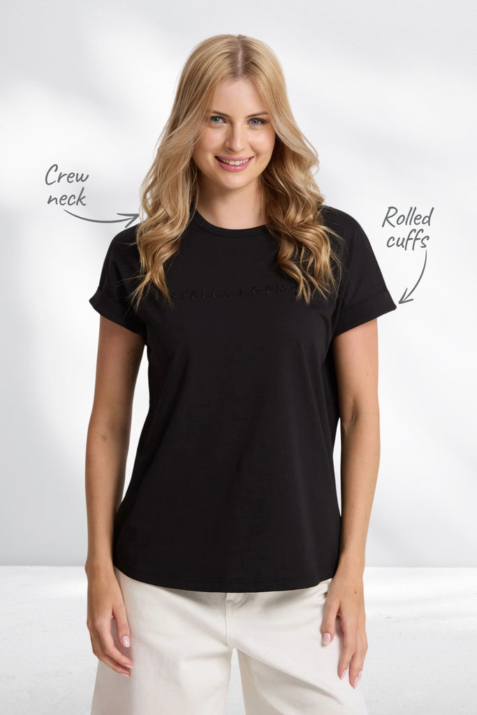 Stella and Gemma Soho Cuff Crew Black From BoxHill