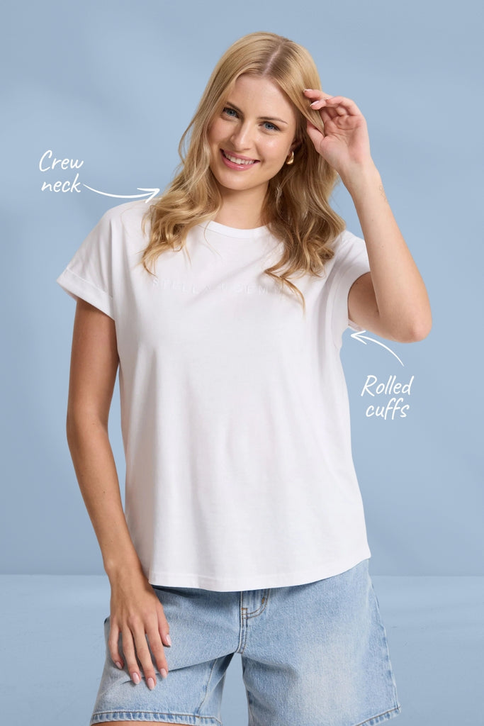 Stella and Gemma Soho Cuff Crew White From BoxHill