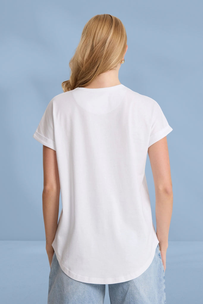 Stella and Gemma Soho Cuff Crew White From BoxHill