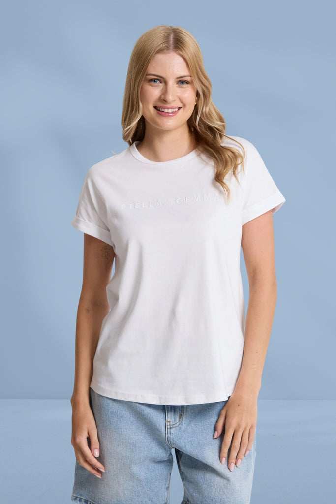 Stella and Gemma Soho Cuff Crew White From BoxHill