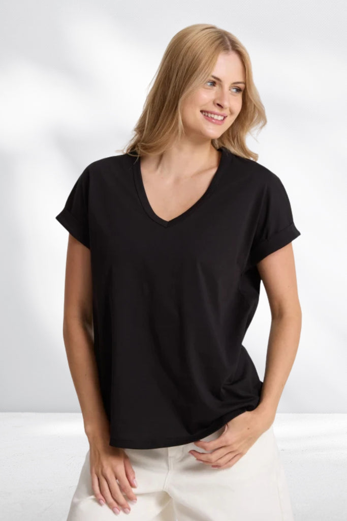 Stella and Gemma Soho Cuff V Tee Black From BoxHill
