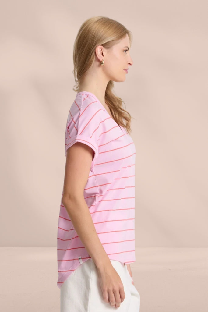 Stella and Gemma Soho Cuff V Tee Candy with Red Stripe From BoxHill