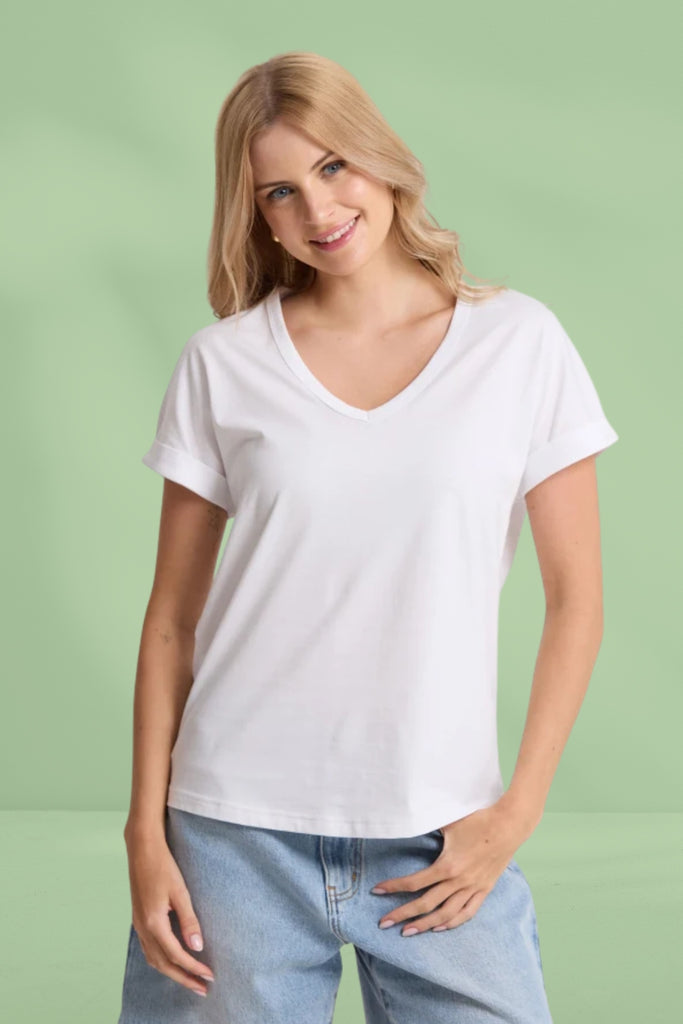 Stella and Gemma Soho Cuff V Tee White From BoxHill