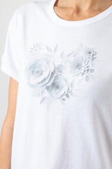 Stella and Gemma T Shirt Paper Flowers Heart White From BoxHill