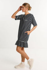 Thing Thing Bande Dress Black Stripe Chest Embroidery From BoxHill