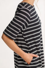 Thing Thing Bande Dress Black Stripe Chest Embroidery From BoxHill