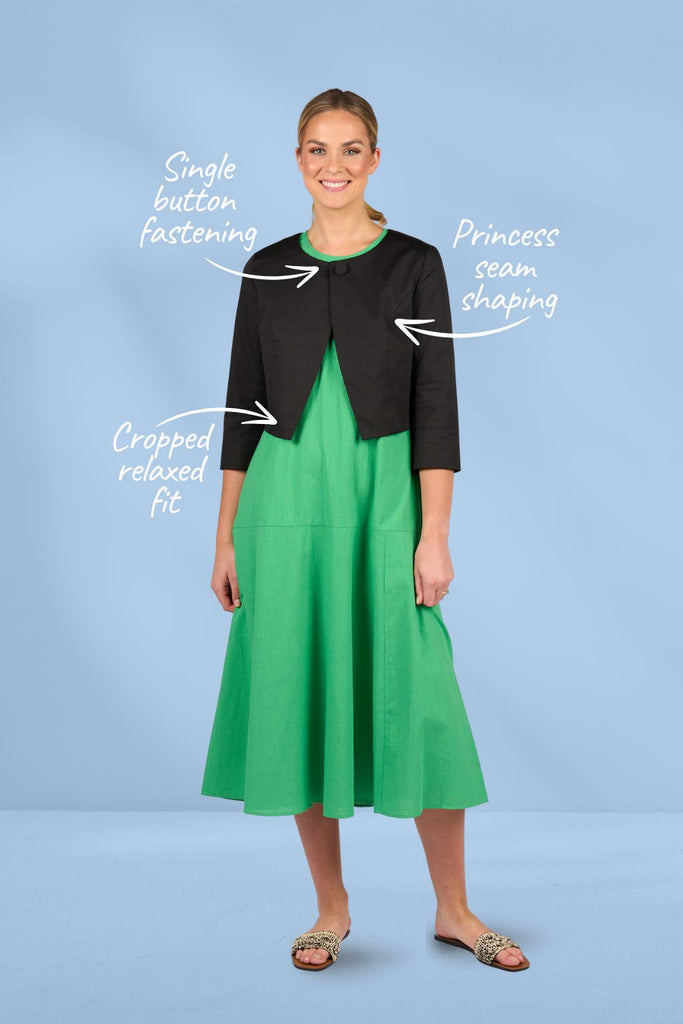 Vassalli 3/4 Sleeve Cropped Jacket Black From BoxHill