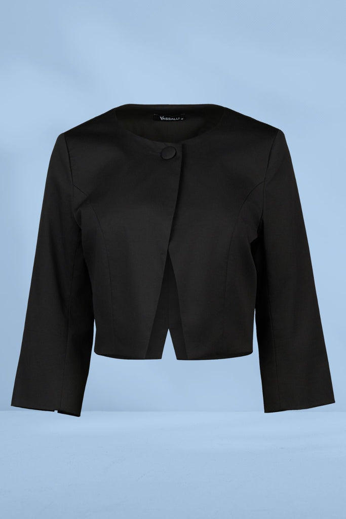 Vassalli 3/4 Sleeve Cropped Jacket Black From BoxHill