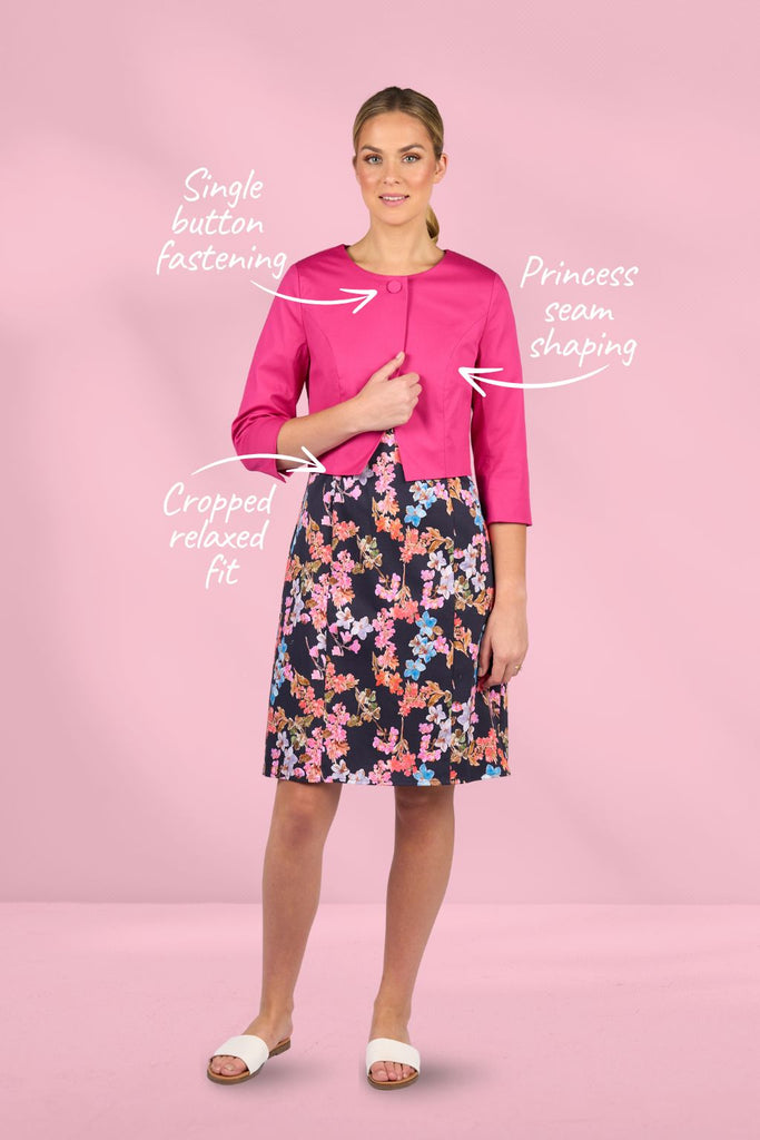 Vassalli 3/4 Sleeve Cropped Jacket Wildberry From BoxHill