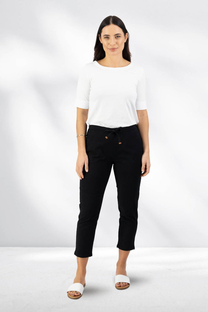 Vassalli 7/8 Elastic Waist Pants Black From BoxHill