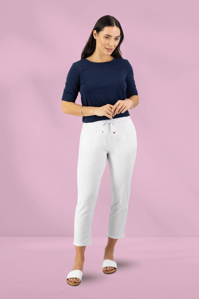 Vassalli 7/8 Elastic Waist Pants White From BoxHill