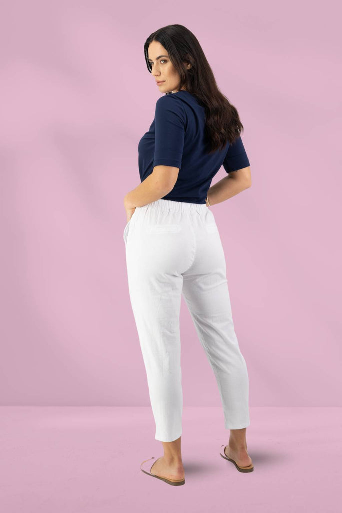 Vassalli 7/8 Elastic Waist Pants White From BoxHill