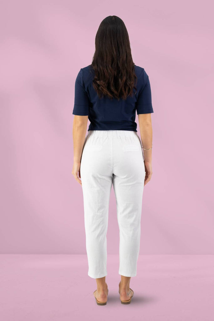 Vassalli 7/8 Elastic Waist Pants White From BoxHill