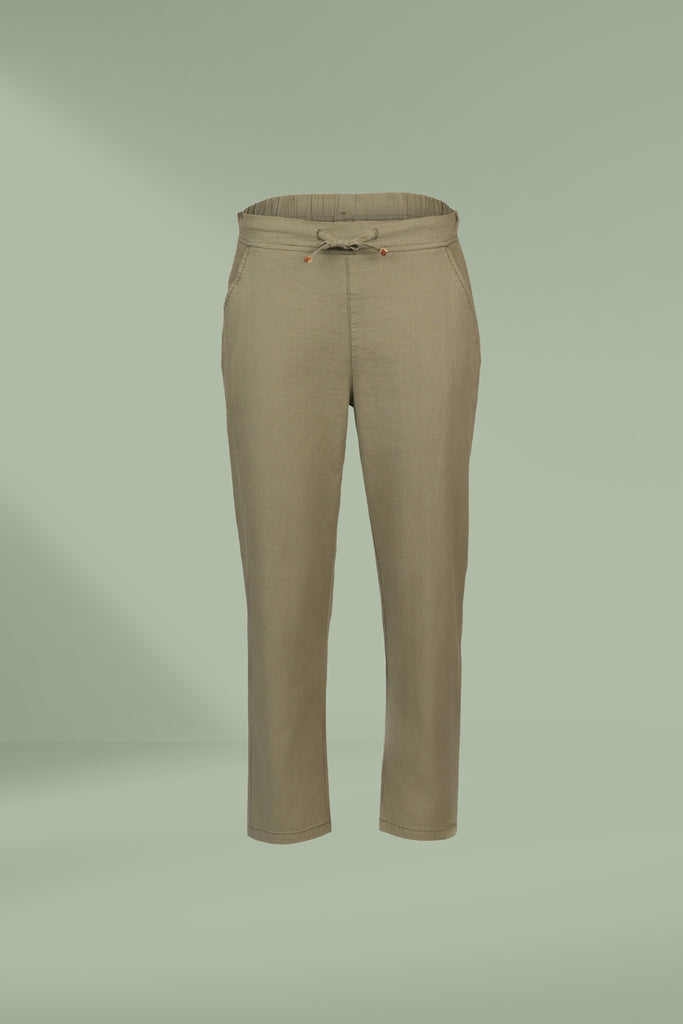 Vassalli 7/8 Slim Leg Elastic Waist Pants Army From BoxHill