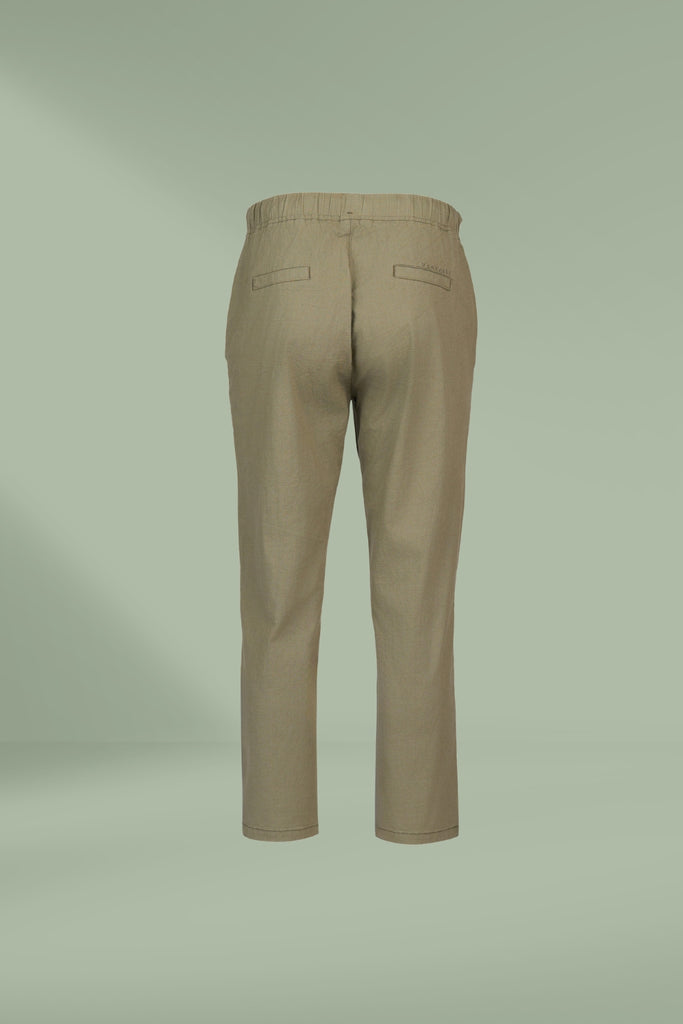 Vassalli 7/8 Slim Leg Elastic Waist Pants Army From BoxHill
